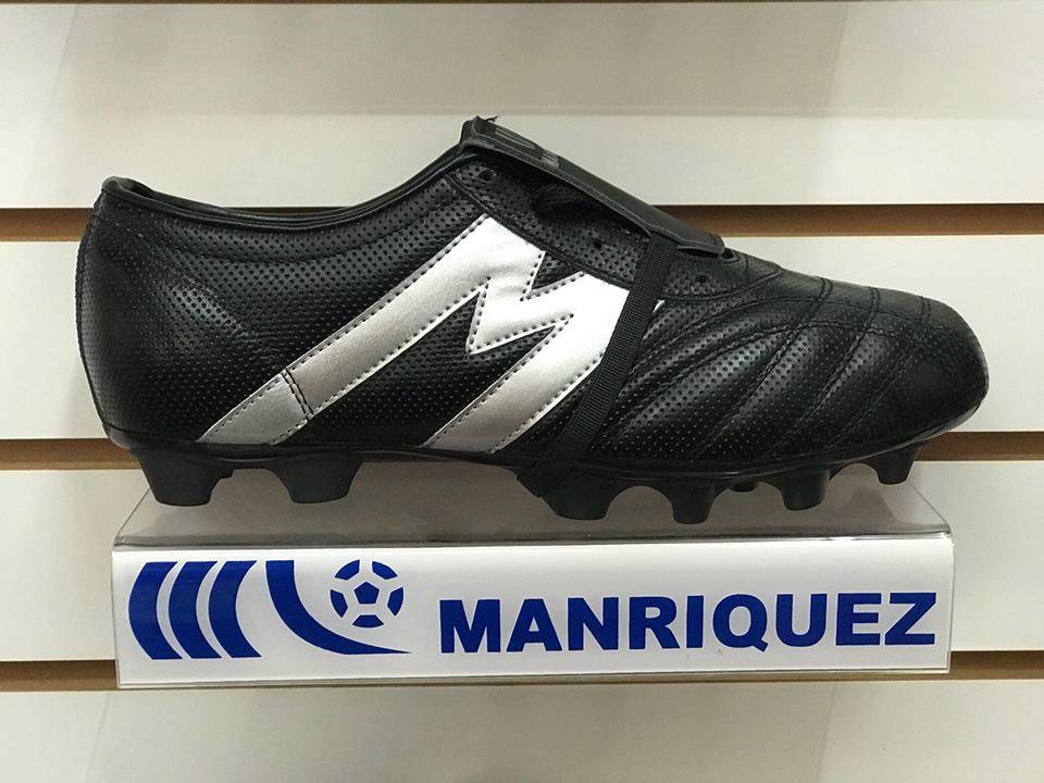 Tacos Fútbol Soccer Manríquez Mid Sx Rojo Negro 100% Piel